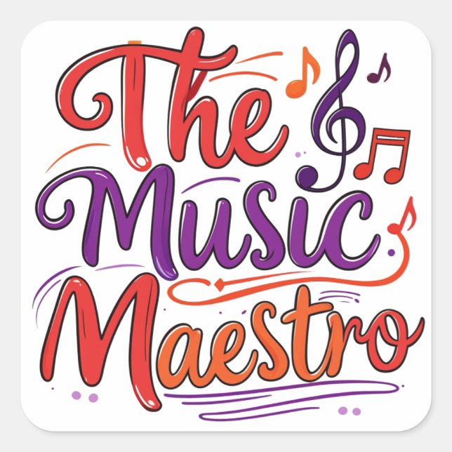 Sticker Carré Le maestro de musique (Devant)