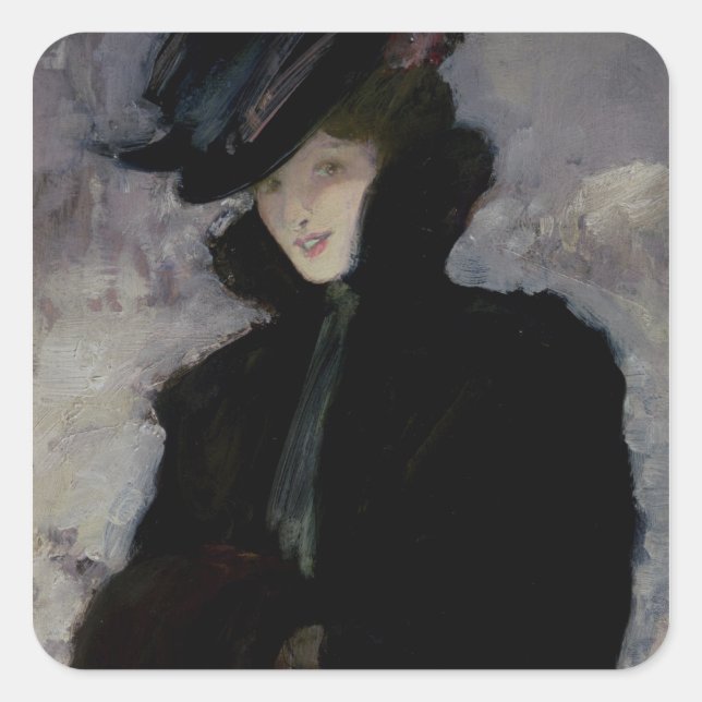 Sticker Carré Le Manteau De Fourrure (Devant)