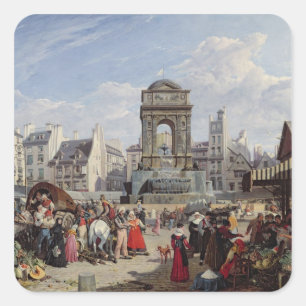 Sticker Carré Le marché et la fontaine des Innocents