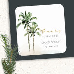 Sticker Carré Le Mariage d'aquarelle Tropical Beach Palm Tree<br><div class="desc">Pour toute autre personnalisation ou tout autre élément correspondant,  n'hésitez pas à me contacter à l'adresse yellowfebstudio@gmail.com</div>