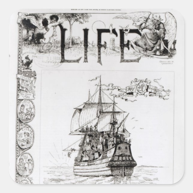 Sticker Carré Le Mayflower, couverture de 'Life' (Devant)