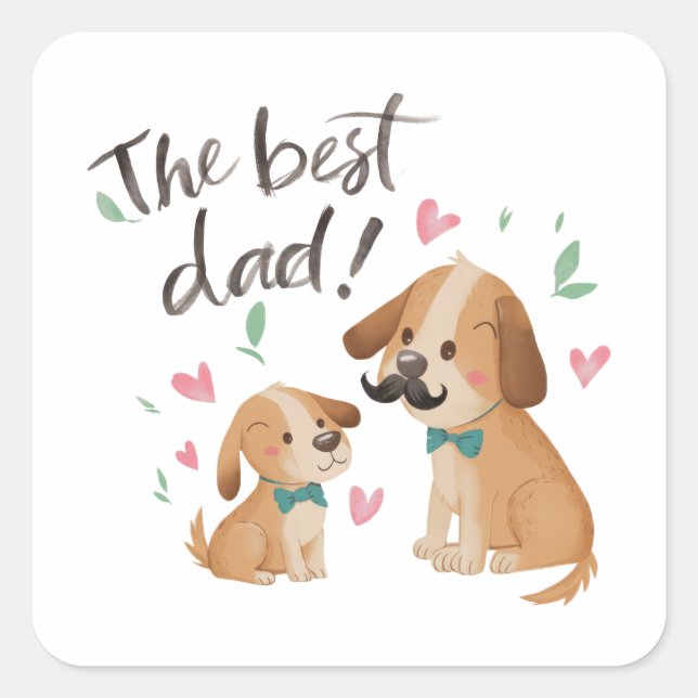 Sticker Carré Le meilleur chien papa (Devant)