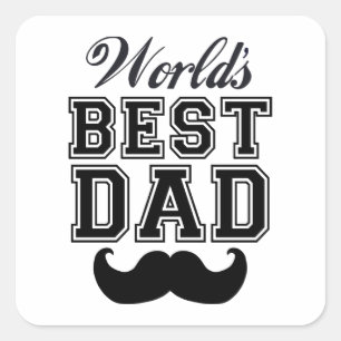 Sticker Carré Le meilleur papa du monde avec la moustache