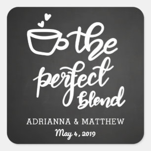 Sticker Carré Le Mélange Parfait Chalkboard Vintage Wedding Favo