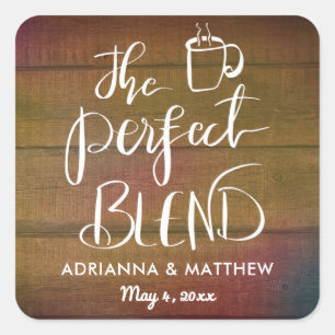 Sticker Carré Le Mélange Parfait Rustique Mariage Bois Favoriser