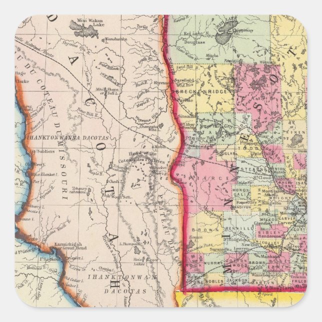 Sticker Carré Le Minnesota, et Dacotah (Devant)