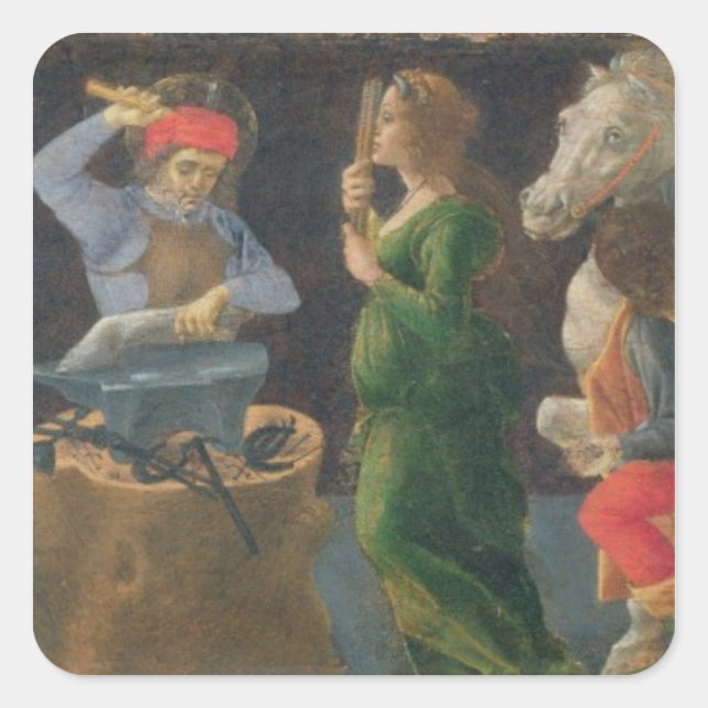 Sticker Carré Le Miracle de St. Eligius, panneau de prédella de (Devant)