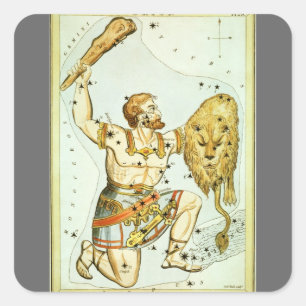 Sticker Carré Le miroir d'Urania, carte céleste d'astronomie vin