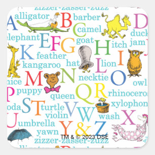Sticker Carré Le modèle ABC de Dr Seuss avec des mots