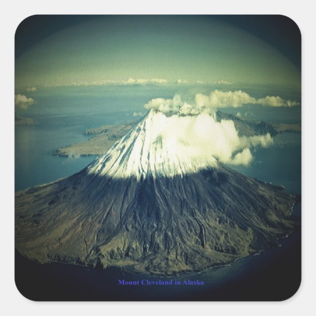 Sticker Carré Le mont Cleveland, Alaska (Devant)