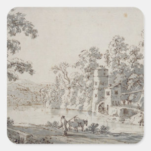 Sticker Carré Le moulin à eau par Ford