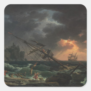 Sticker Carré Le Naufrage de Claude-Joseph Vernet