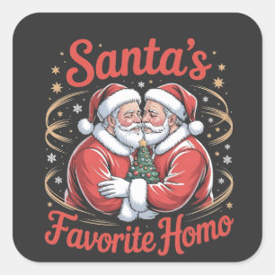 Sticker Carré Le Noël gay et homo LGBT de la fierté de papa Noël