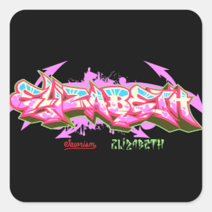 Sticker Carré Le nom Elizabeth dans graffiti-Sticker
