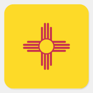 Sticker Carré Le Nouveau Mexique/drapeau mexicain d'état (Zia),