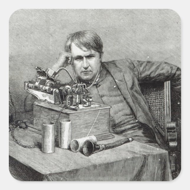 Sticker Carré Le nouveau phonographe de M. Edison (Devant)
