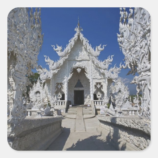 Sticker Carré Le nouveau temple tout blanc de Wat Rong Khun à (Devant)
