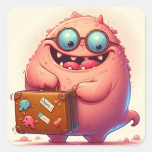 Sticker Carré “Le p’tit monstre part en vacances“