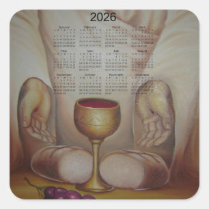 Sticker Carré Le Pain de Vie : Calendrier 2026 de la Sainte Euch