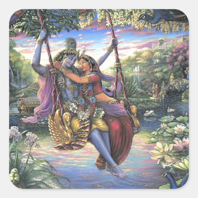 Sticker Carré Le Pâque du Swing - Radha et Krishna (Devant)