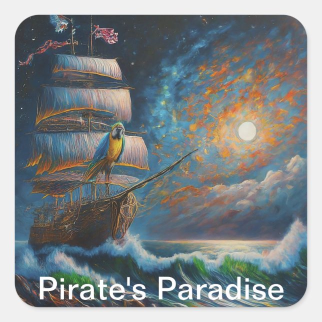 Sticker Carré Le paradis du pirate (Devant)