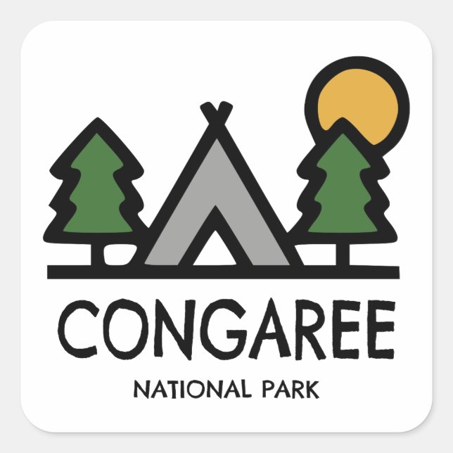 Sticker Carré Le Parc national de Congaree (Devant)