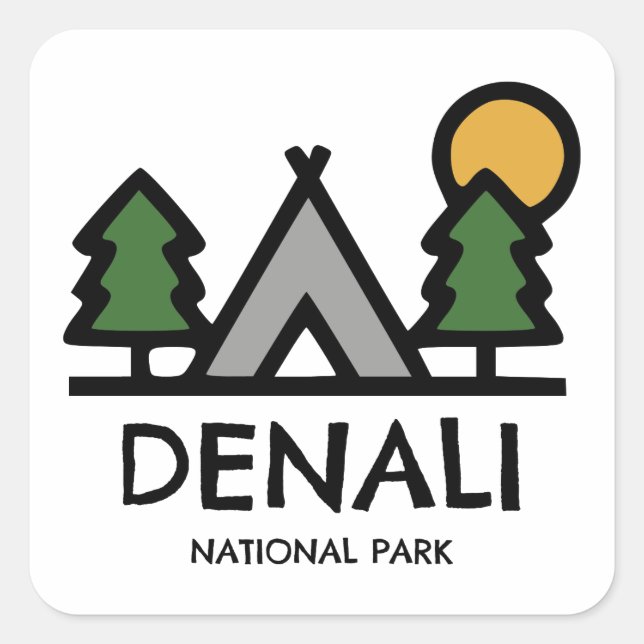 Sticker Carré Le Parc national de Denali (Devant)
