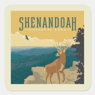 Sticker Carré Le Parc national de Shenandoah   Cerf
