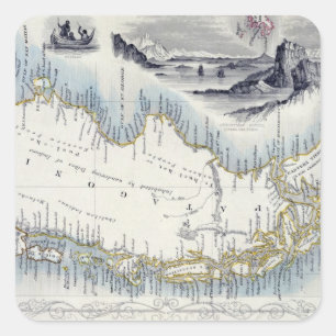 Sticker Carré Le Patagonia, d'une série de cartes du monde a