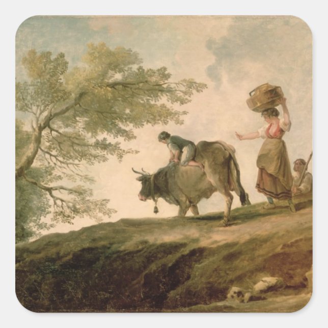 Sticker Carré Le pâturage (Devant)