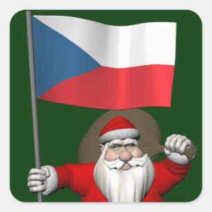 Sticker Carré Le père noël doux avec le drapeau de la Républi