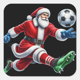 Sticker Carré Le Père Noël profite d'un match de football animé 