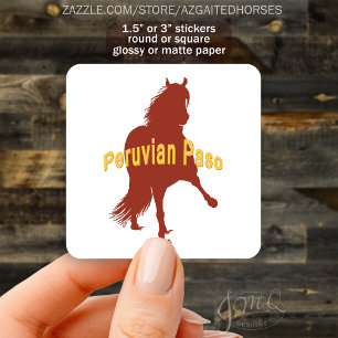 Sticker Carré Le péruvien Paso Horse Silhouette Gras Texte