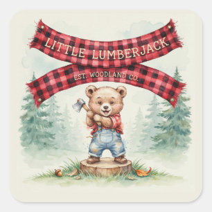 Sticker Carré Le Petit Bûcheron Est En Route Garçon Baby Shower