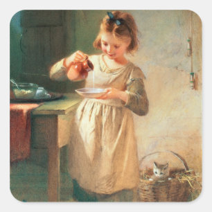 Sticker Carré Le petit déjeuner de Kitty