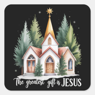 Sticker Carré Le plus grand cadeau est Jésus-Christ Église de No
