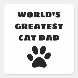 Sticker Carré Le plus grand chat papa du monde texte personnalis