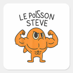Sticker Carré Le Poisson Steve Funny Cartoon de poisson musclé