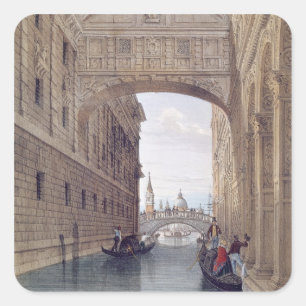 Sticker Carré Le pont des soupirs, Venise, gravée par Lefevre (