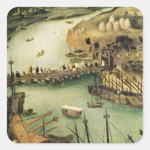 Sticker Carré Le port de Séville, c.1590