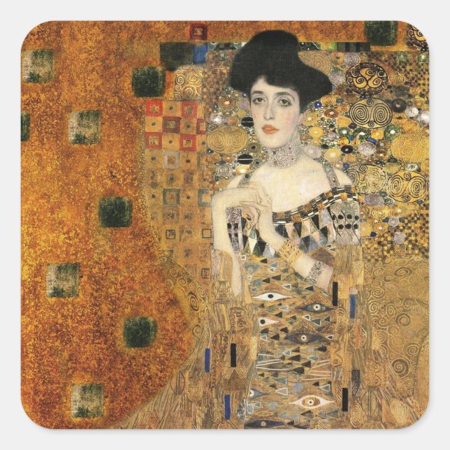 Sticker Carré Le portrait d'Adele Bloch-Bauer par Klimt (Devant)