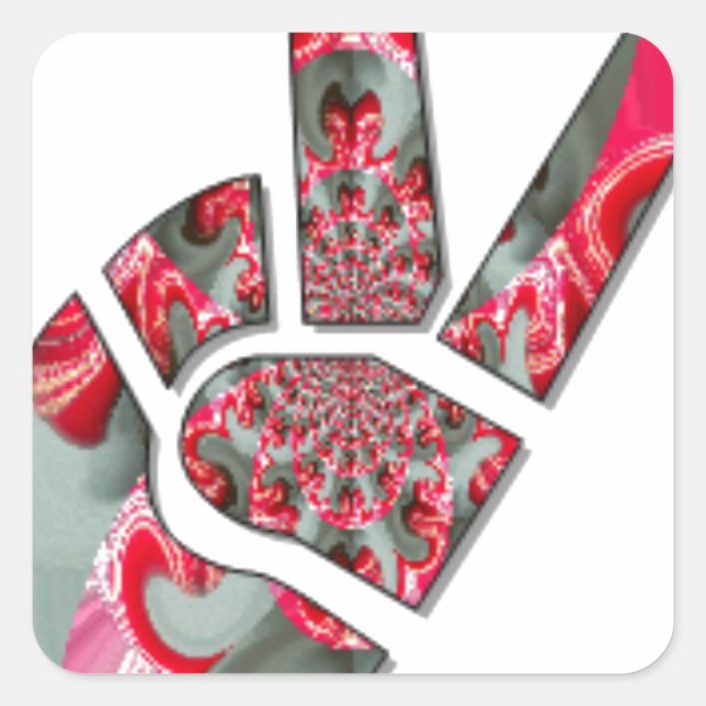 Sticker Carré Le pouvoir dans la paume : le salut à deux doigts (Devant)