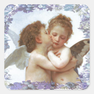 Sticker Carré Le PREMIER BAISER, C.1873 William Bourgeau