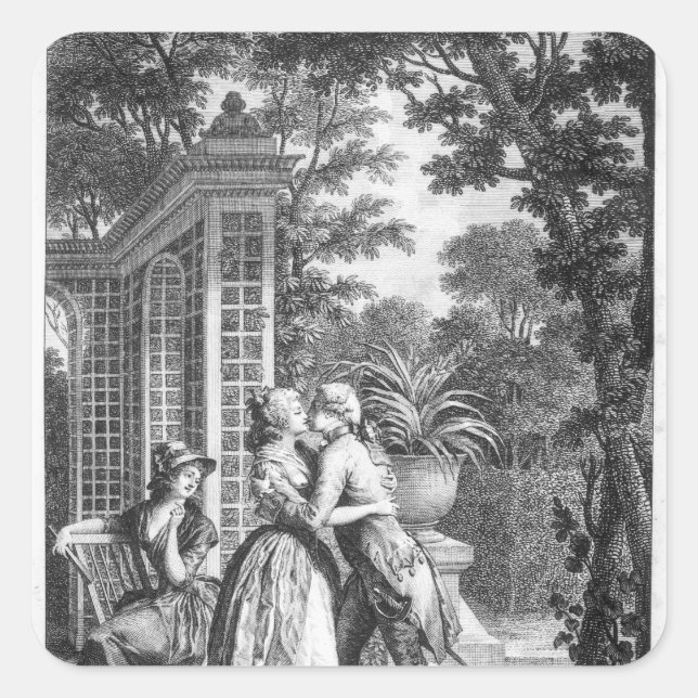 Sticker Carré Le premier baiser d'amour (Devant)