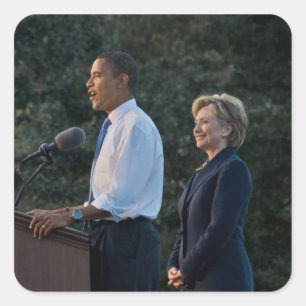 Sticker Carré Le président Barack Obama et Hillary Clinton