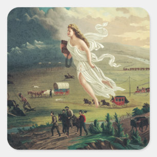 Sticker Carré Le Progrès américain par John Gast