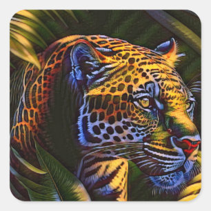 Sticker Carré Le puissant Jaguar, un prédateur de la jungle