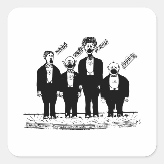 Sticker Carré Le Quatuor, Chanteurs Barbershop, (Devant)