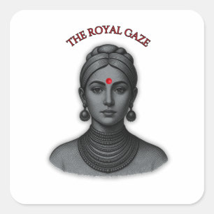Sticker Carré Le Regard Royal - Ligne Artistique de Reine Indien
