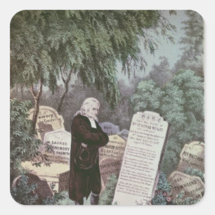 Sticker Carré Le Rev. John Wesley visitant la tombe de sa mère